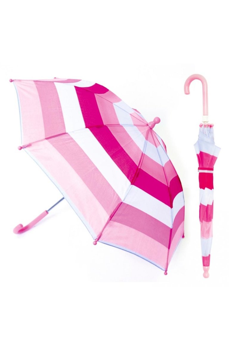 Drizzles Childrens/Kids Striped Umbrella (Pink/White) (One Size)