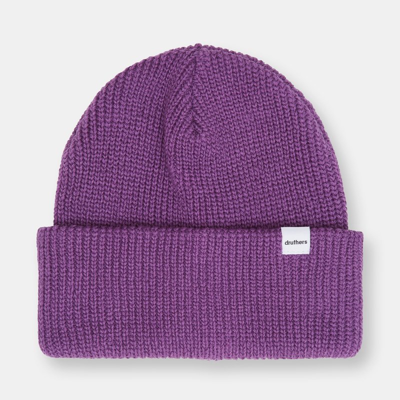Druthers Organic Cotton Cardigan Knit Beanie In Purple