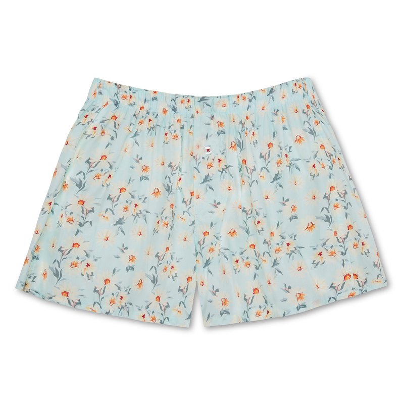 Druthers Organic Cotton Daisy Boxer Shorts In Blue