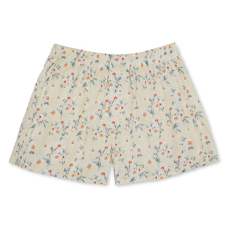 Druthers Organic Cotton Daisy Boxer Shorts In Yellow