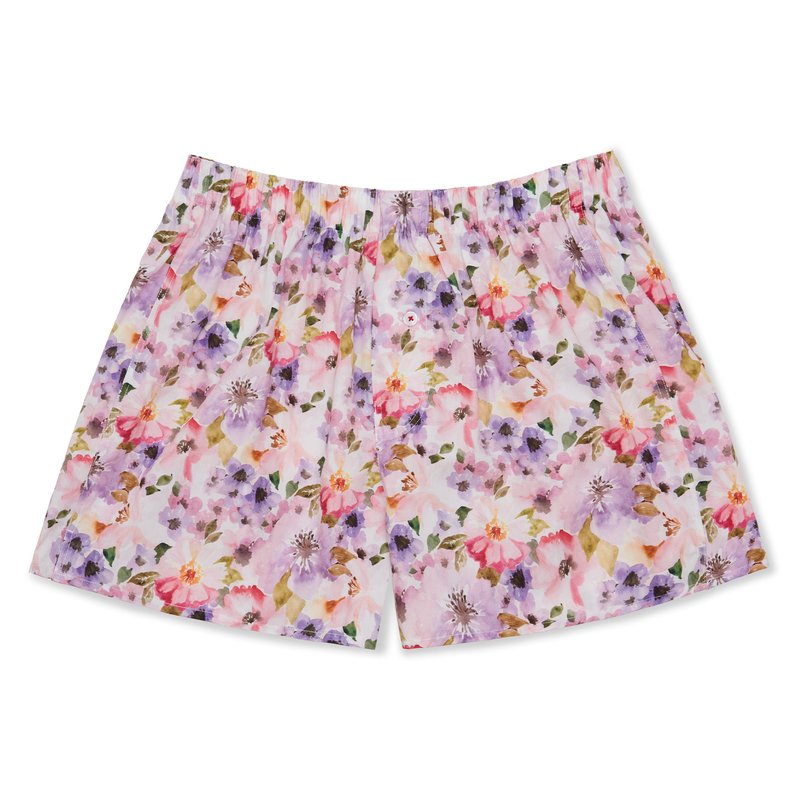 Druthers Organic Cotton Flower Huddle Boxer Short In Purple