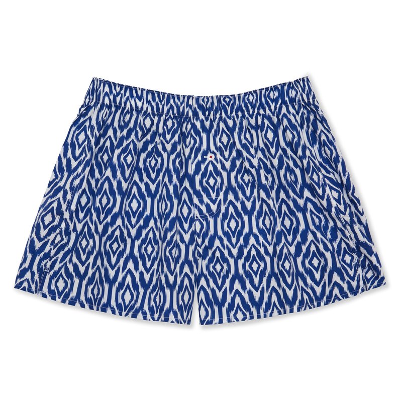 Druthers Organic Cotton Ikat Boxer Short In Blue