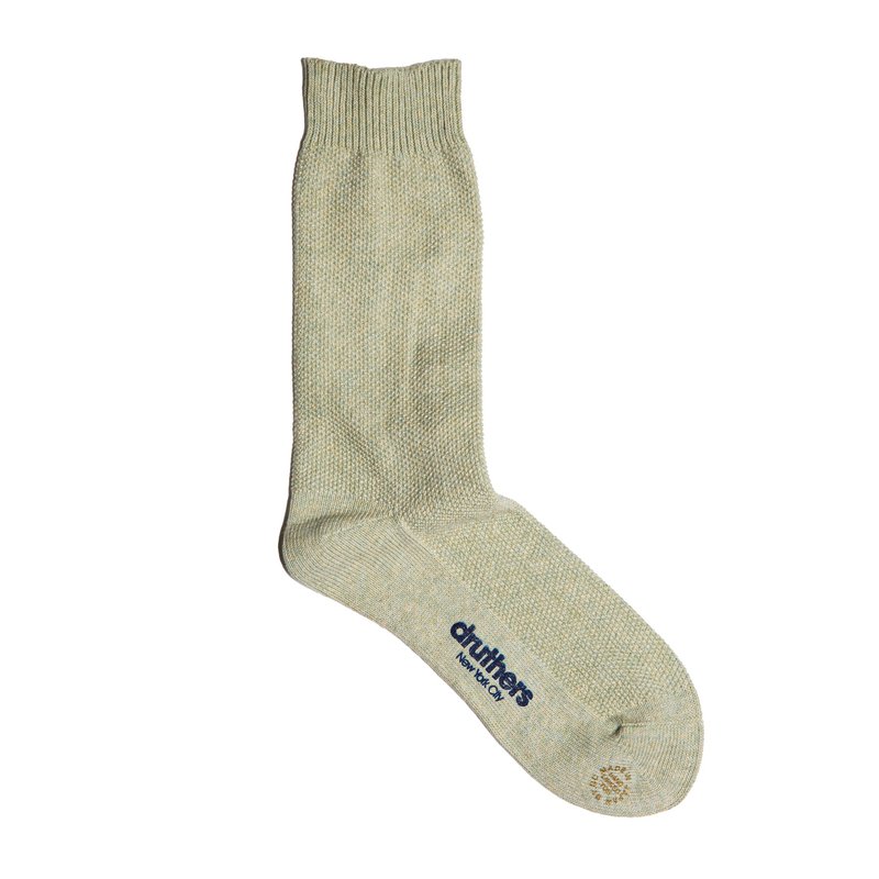 Druthers Organic Cotton Pique Knit Crew Sock In Green