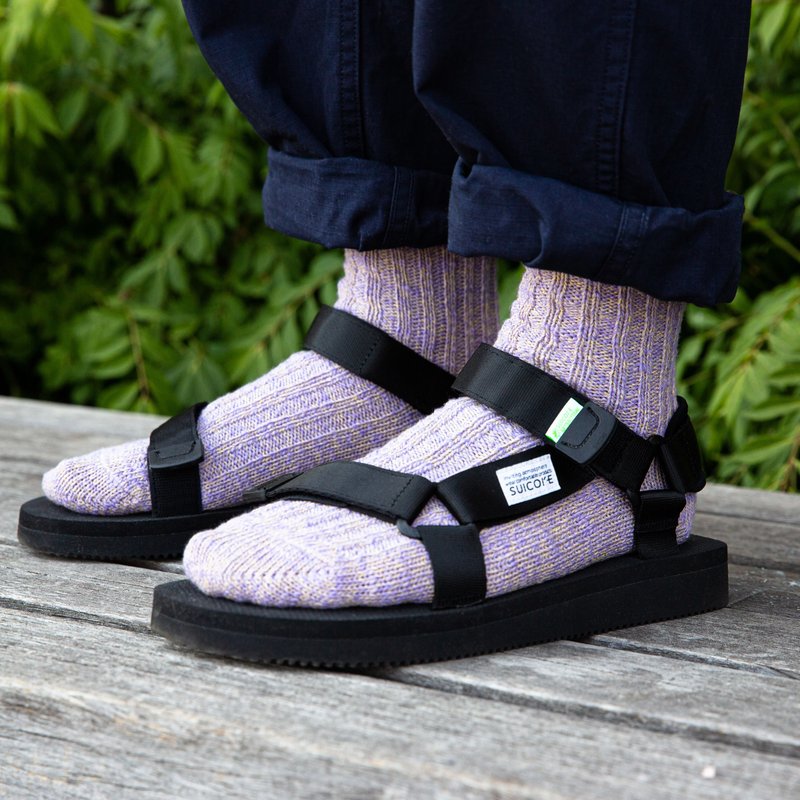 Shop Druthers Organic Cotton Rib Slub Crew Sock In Purple