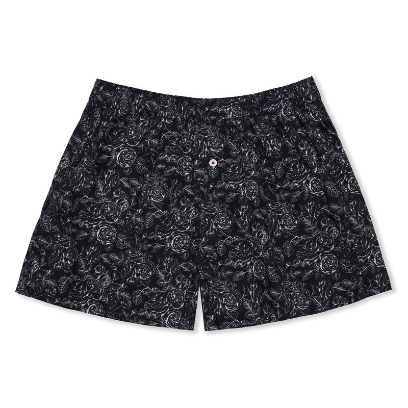 Druthers Organic Cotton Rose Boxer Shorts In Black