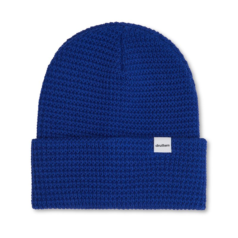 Druthers Organic Cotton Waffle Knit Beanie In Blue