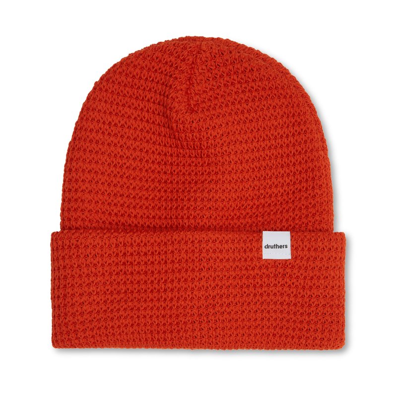 Druthers Organic Cotton Waffle Knit Beanie In Orange