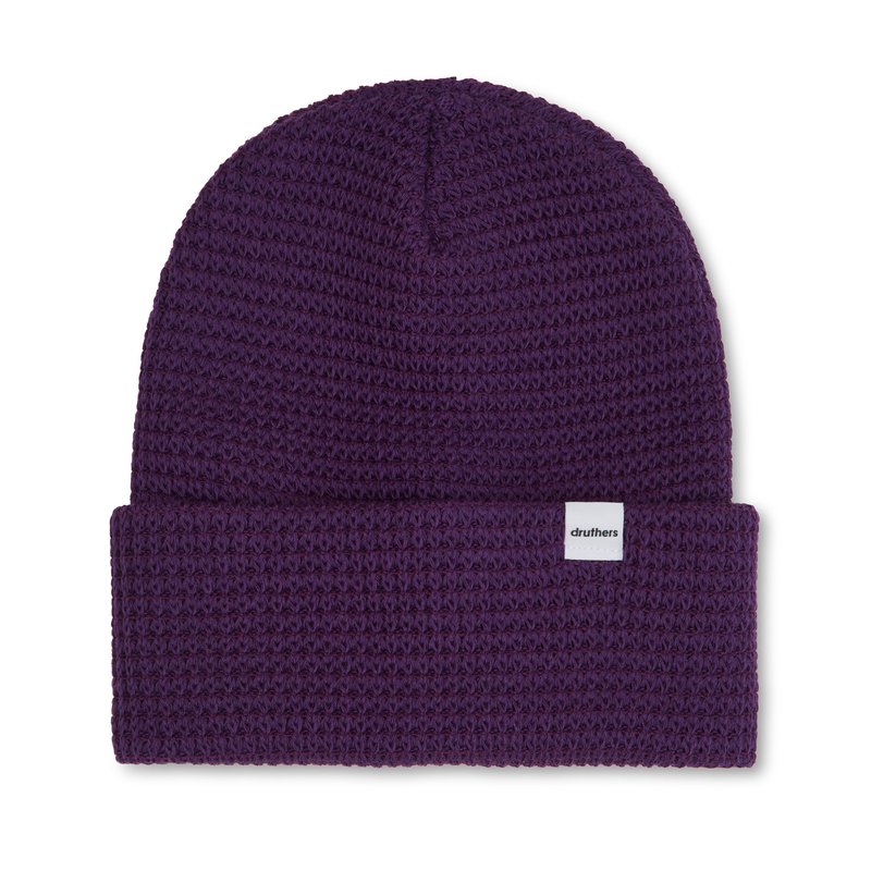 Shop Druthers Organic Cotton Waffle Knit Beanie In Purple
