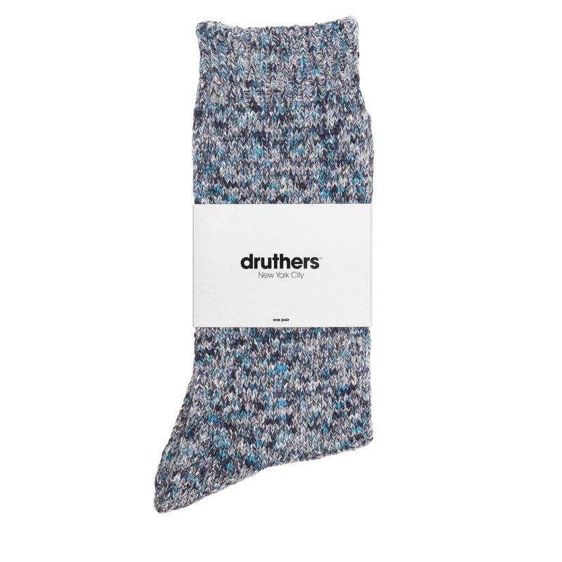 Shop Druthers Recycled Cotton Mélange Crew Sock In Blue