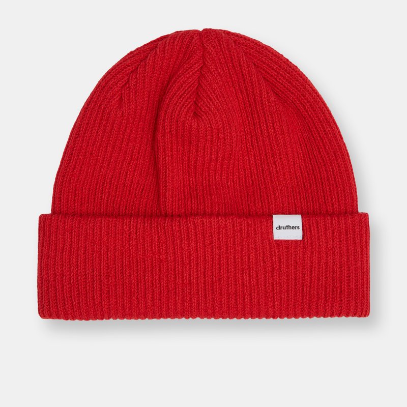 Druthers Recycled Cotton Ribbed Knit Beanie In Red