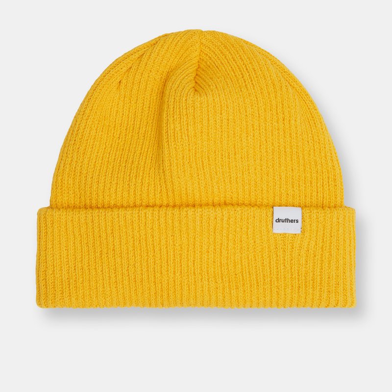 Druthers Recycled Cotton Ribbed Knit Beanie In Yellow