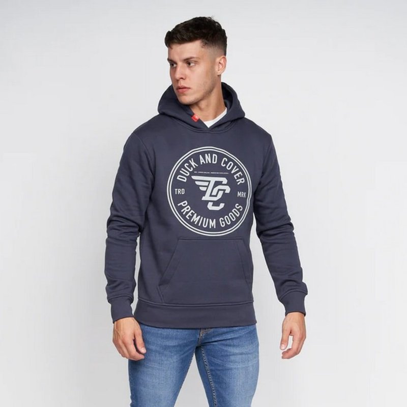 Duck And Cover Mens Addax Hoodie In Blue