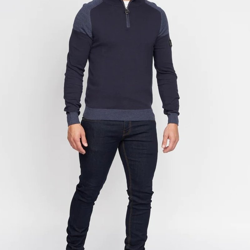 Duck And Cover Mens Deltas Knitted Sweater In Blue