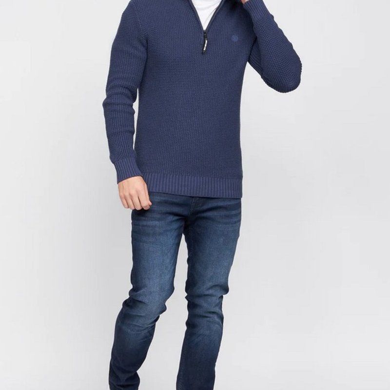 Duck And Cover Mens Firegards Knitted Sweater In Blue