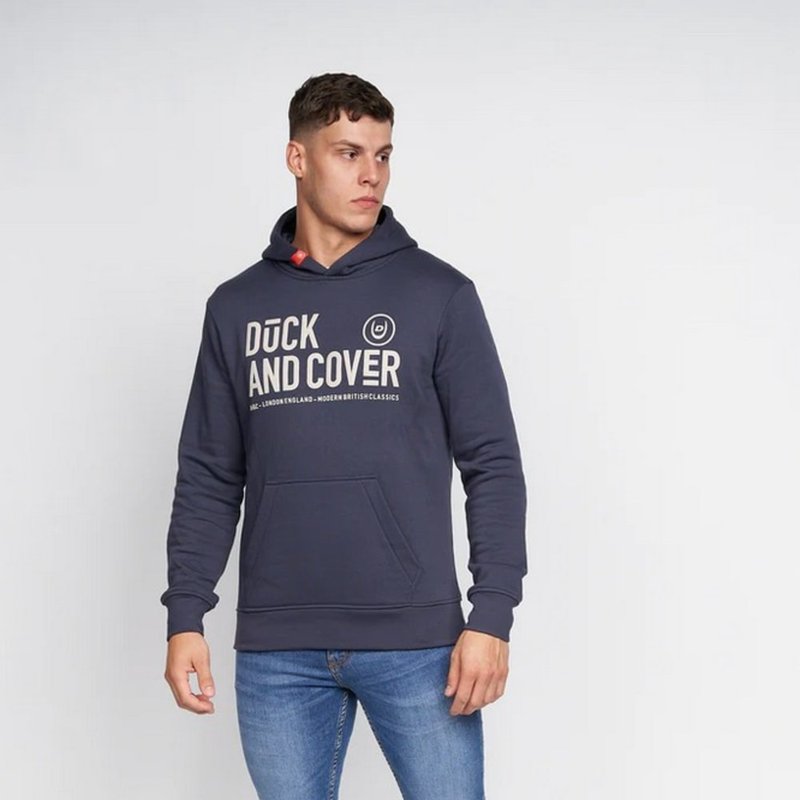 Duck And Cover Mens Hillman Hoodie In Blue