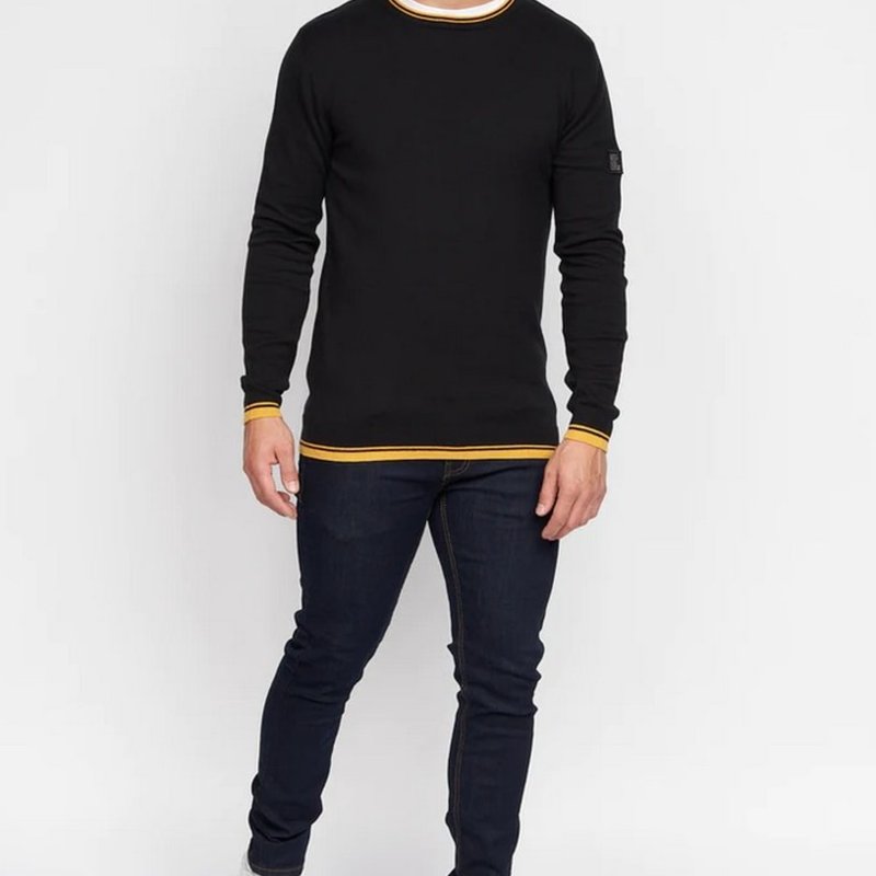 Duck And Cover Mens Papline Knitted Sweater In Black