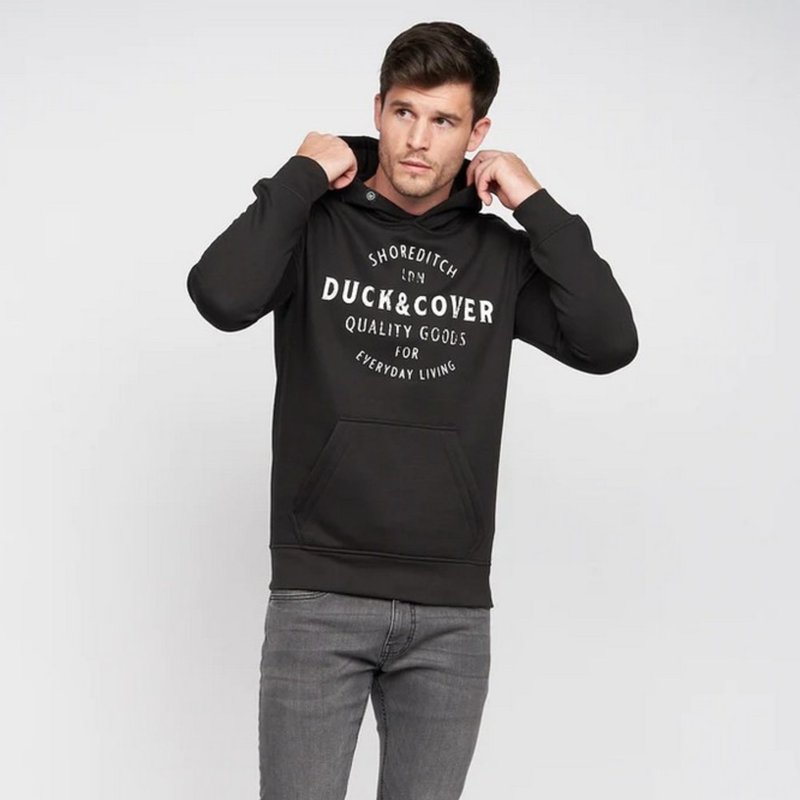 Duck And Cover Mens Stocktons Hoodie In Black