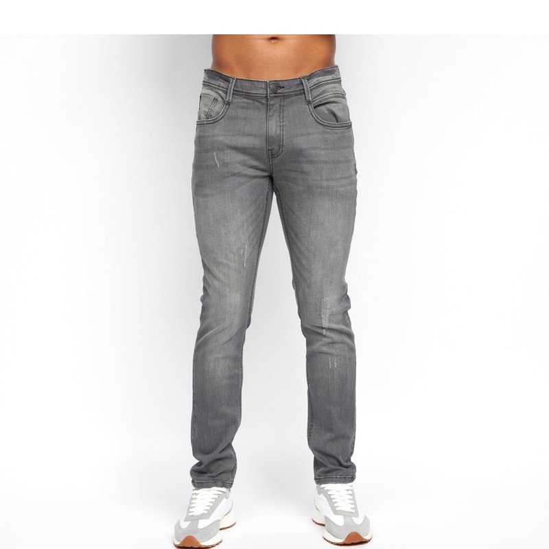 Duck And Cover Mens Tranfil Distressed Slim Jeans In Grey