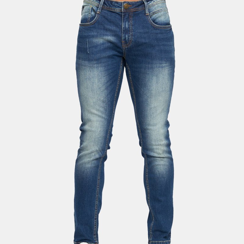 Duck And Cover Mens Tranfil Distressed Slim Jeans In Blue