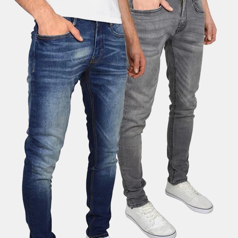 Duck And Cover Mens Tranfold Slim Jeans (pack Of 2) In Grey
