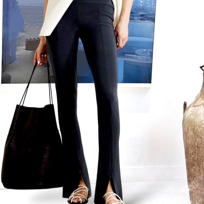 Duettenyc Slim-fit Jersey, Flare Leg Pant In Black