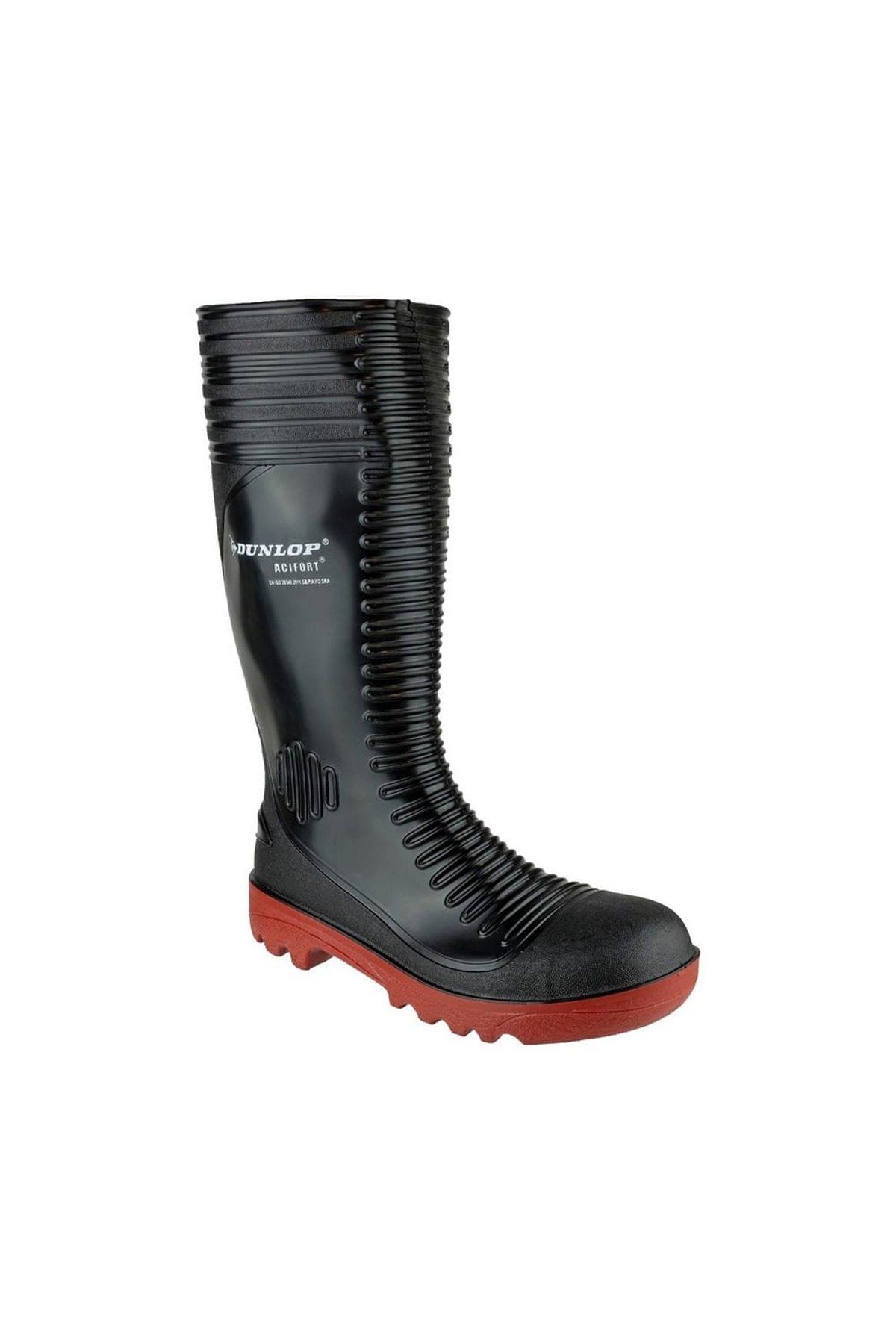 Dunlop Acifort Full Safety Welly Black Ribbed Wellington Boot 6-12 EN:ISO 20345 