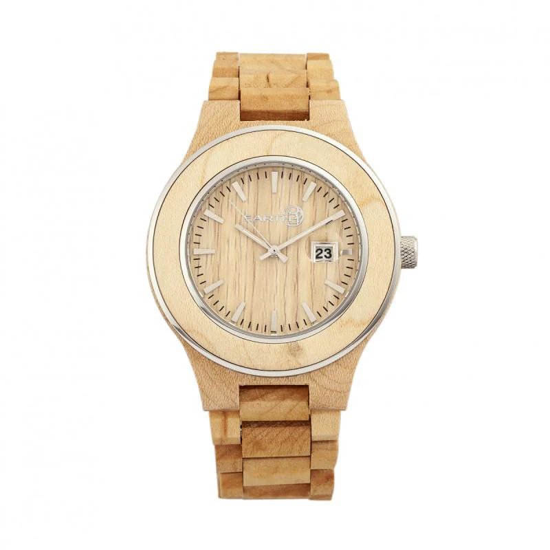 Earth Wood Cherokee Bracelet Watch With Magnified Date In Brown