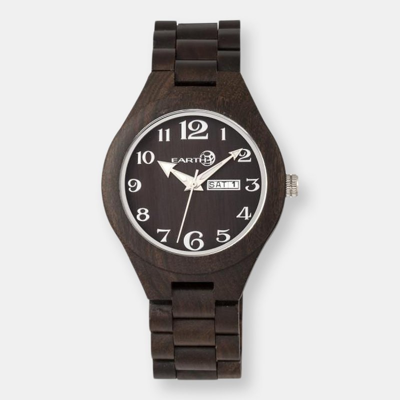 Earth Wood Sapwood Bracelet Watch W/date In Dark Brown