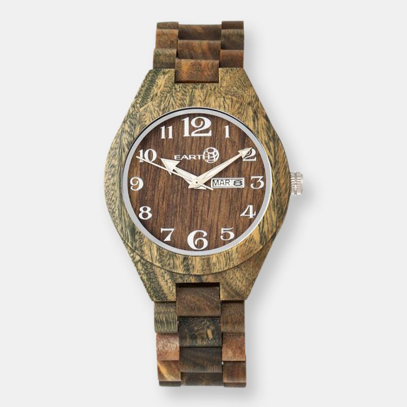 Earth Wood Sapwood Bracelet Watch W/date In Olive