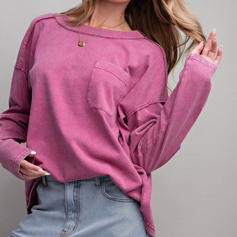Shop Easel Orchid Mineral Washed Top In Pink