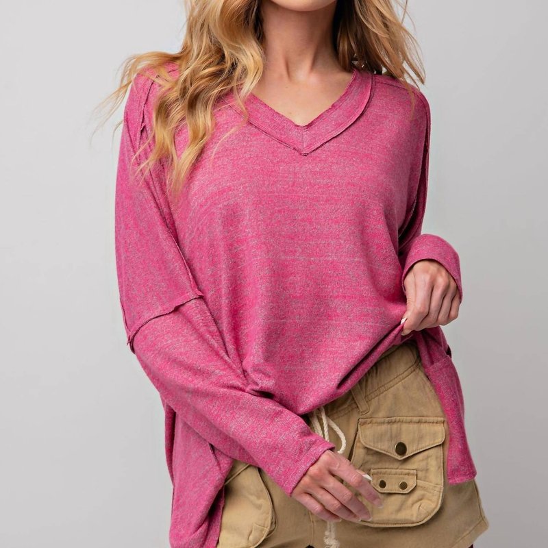 Shop Easel Oversized Hacci Top In Pink