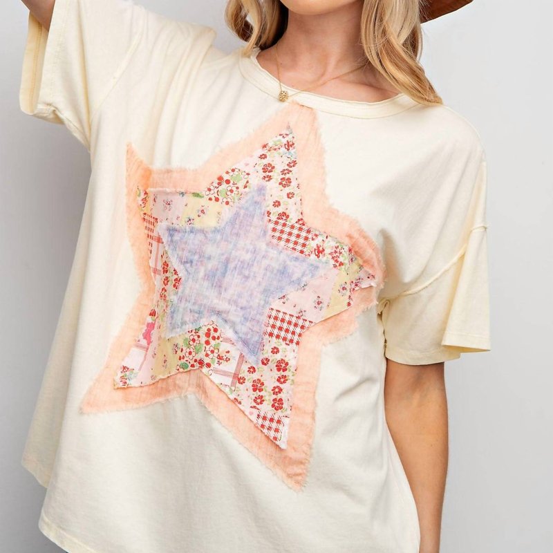 Shop Easel Star Patchwork Top In Pale Yellow