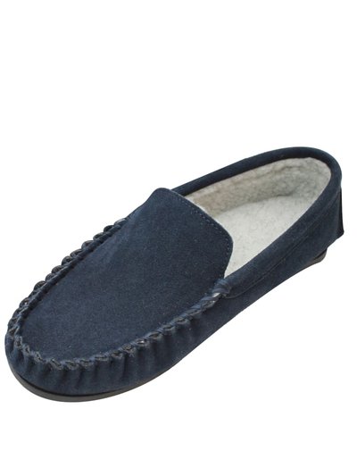 Eastern Counties Leather Mens Berber Fleece Lined Suede Moccasins - Navy product