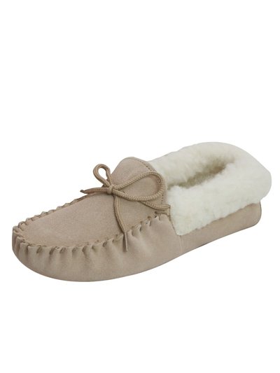 Eastern Counties Leather Womens/Ladies Soft Sole Wool Lined Moccasins- Camel product