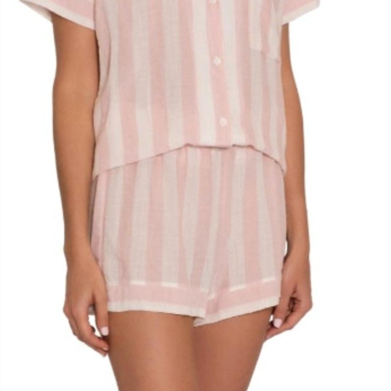 Shop Eberjey Umbrella Stripe Woven Shorty Pajamas Set In Pink