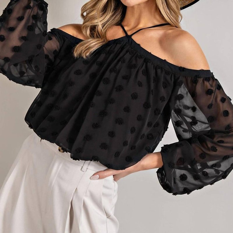 Shop Eesome Off The Shoulder Top With Strap Detail In Black