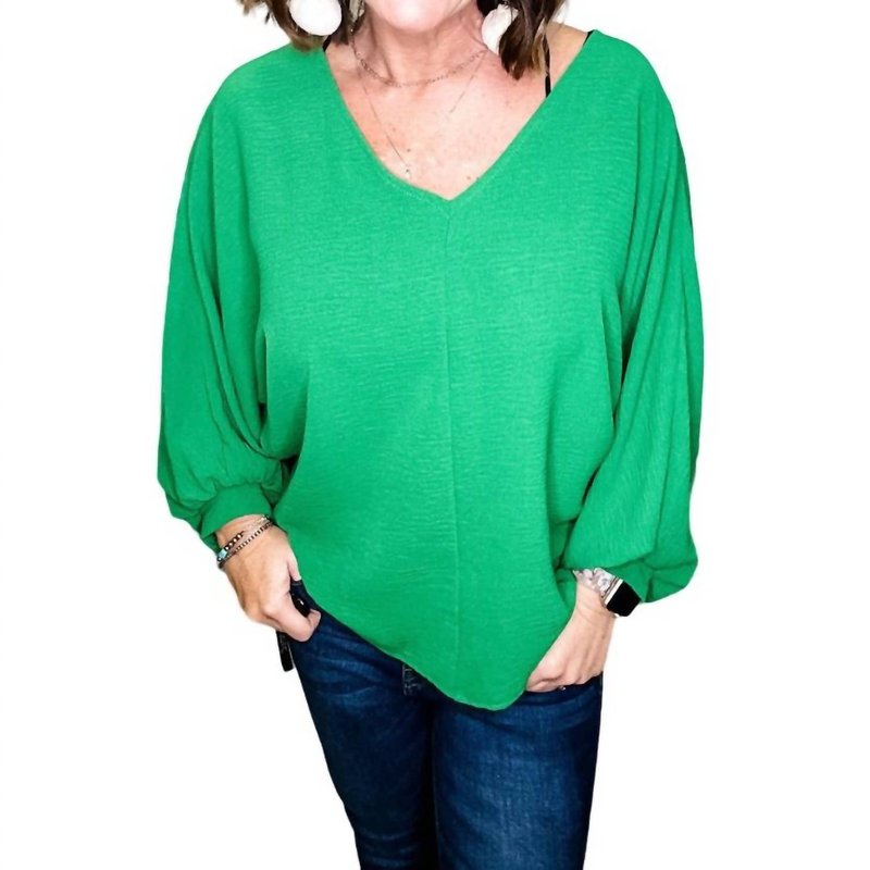 Shop Eesome Puff Sleeve Blouse In Green