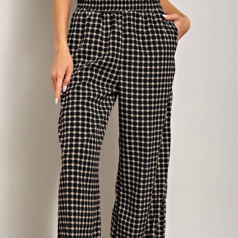 Shop Eesome Retro Print Trousers In Black