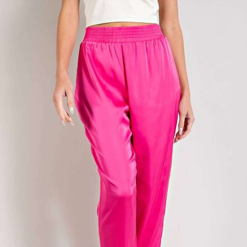 Shop Eesome Satin Joggers In Hot Pink