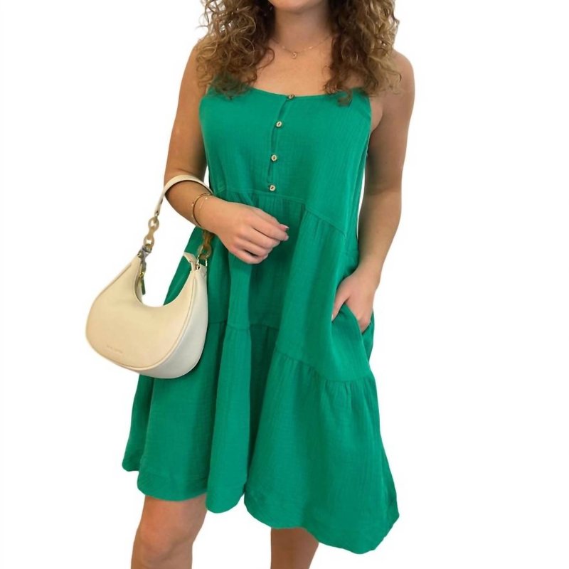 Shop Eesome Tiered Mini Dress In Green