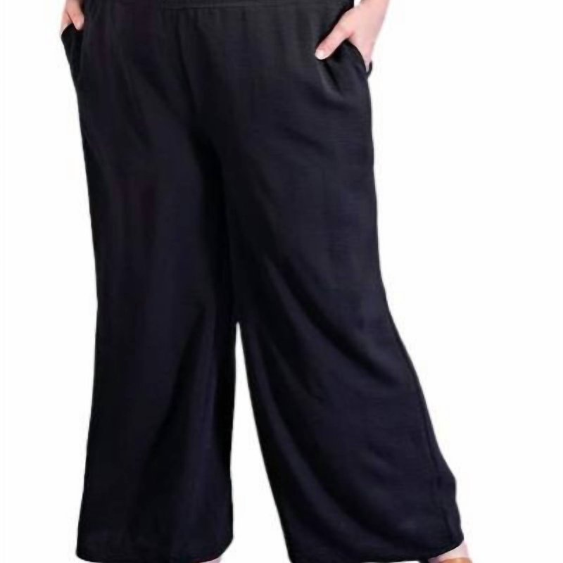Shop Eesome Wide Leg With Smocked Waist Pants In Black