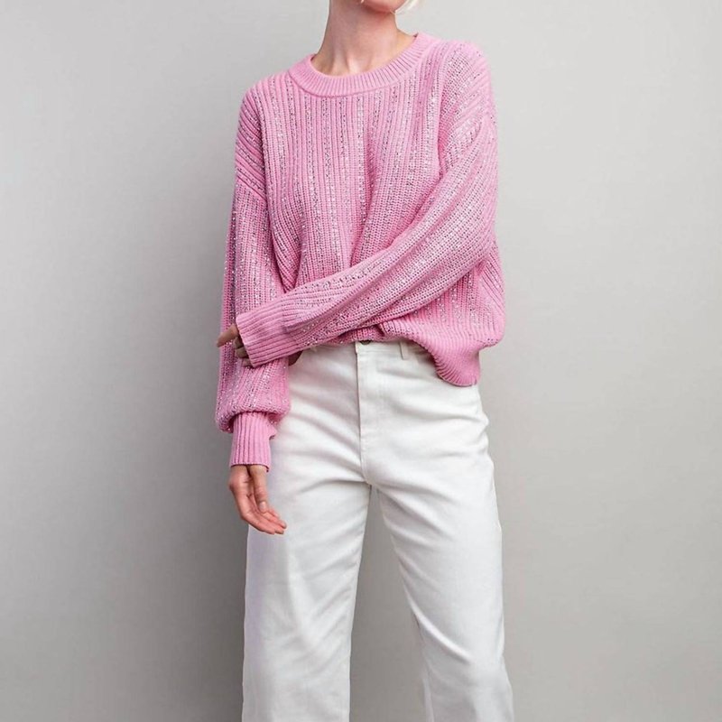Shop Eesome Women's Jewel Crochet Knit Sweater In Pink