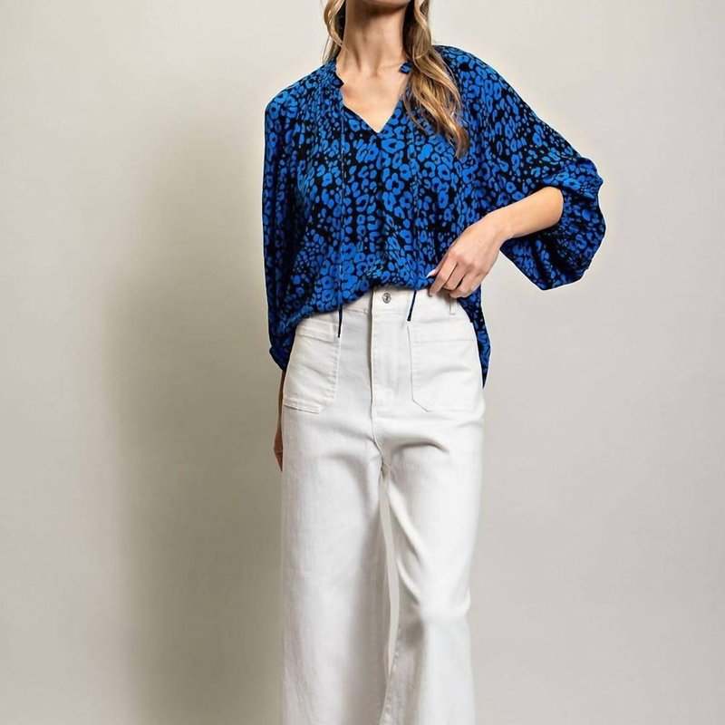 Shop Eesome Women's Leopard Print Blouse In Blue