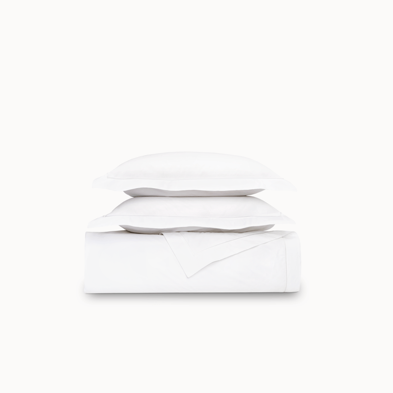 Ela Lane Classic Percale Embroidered Duvet Cover In White