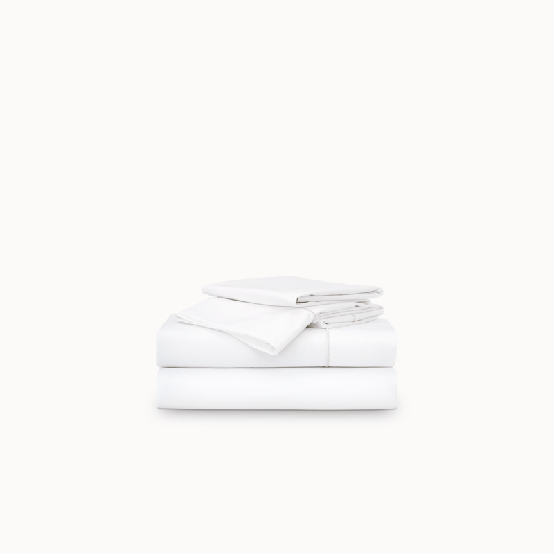 Ela Lane Classic Percale Embroidered Sheet Set In White