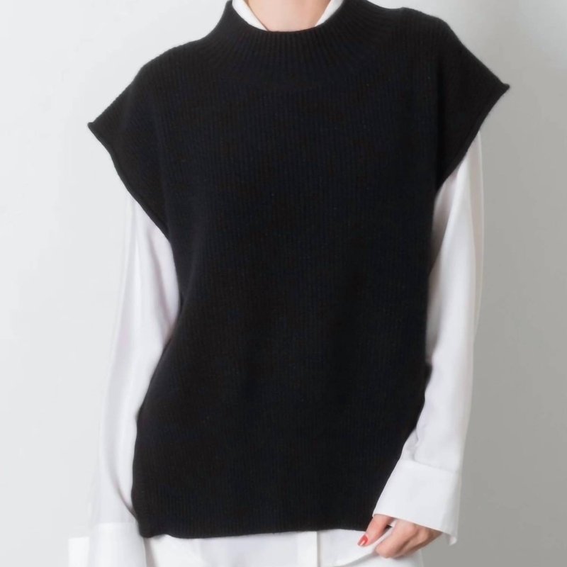 Shop Elaine Kim Cashmere Vest With Side Zip Sweater In Black