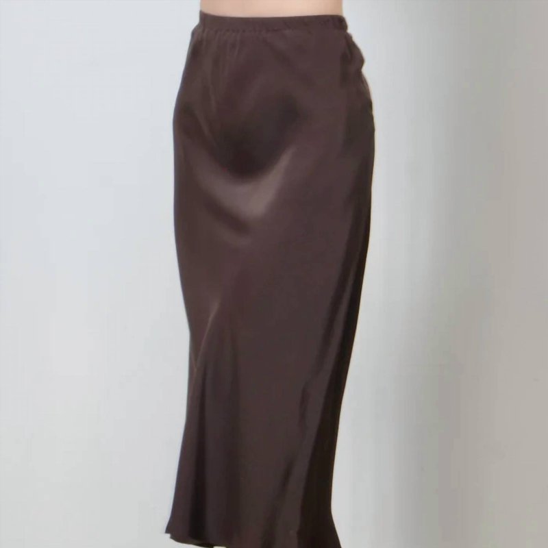 Shop Elaine Kim Regan Silk Bias Midi Skirt In Espresso In Brown