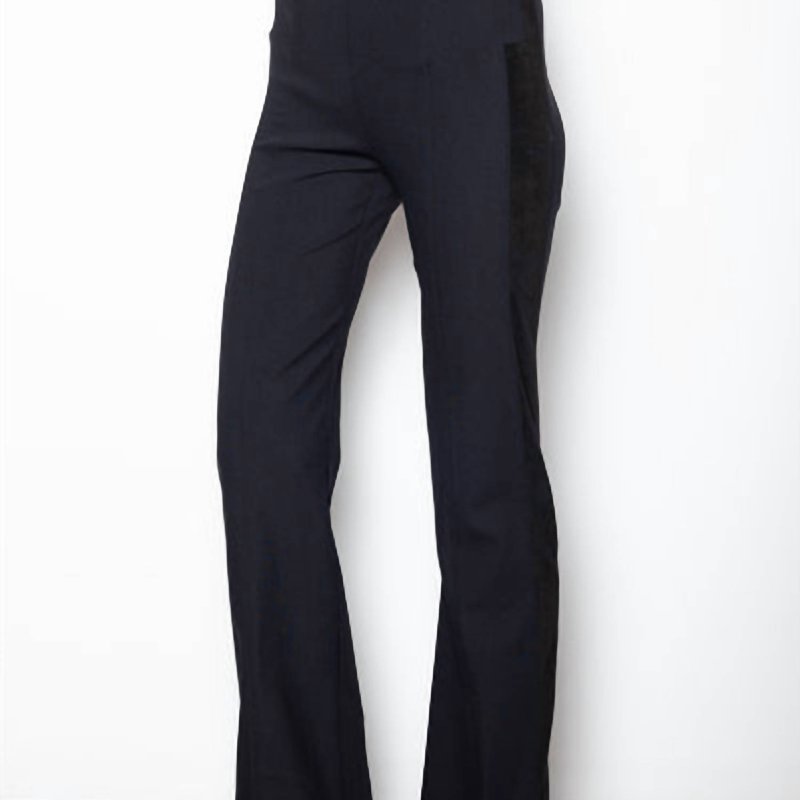 Shop Elaine Kim Tech Stretch Pants With Velvet Stripe In Black