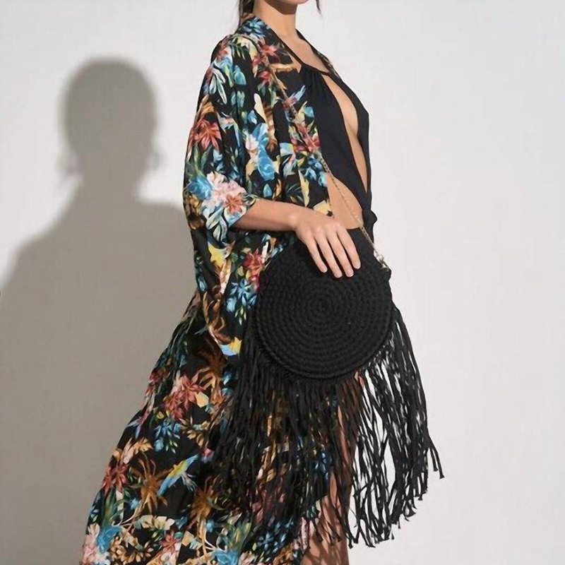 Shop Elan Another Day In Paradise Kimono/coverup In Multicolor In Black