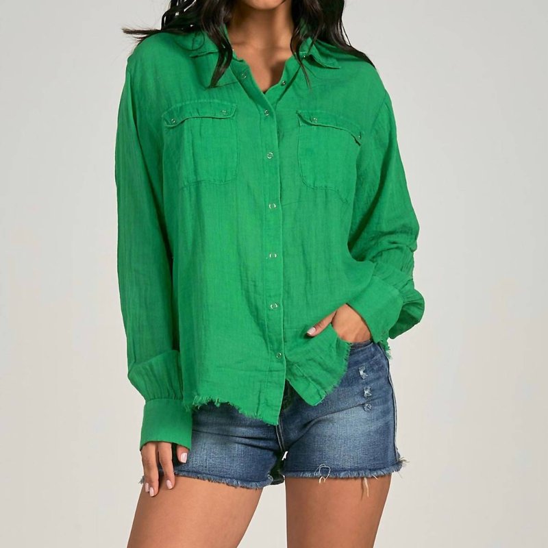 Shop Elan Collared Button Down Shirt In Emerald In Green